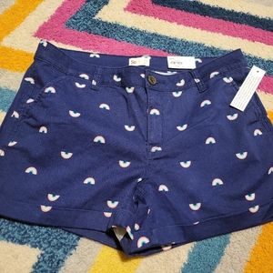 NWT Juniors Size 13 So Rainbow Casual Shorts Favorite Midi Low Rise Stretch